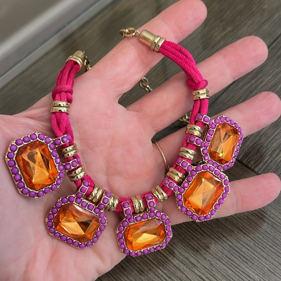 Cookie Lee Fuchsia Punch Colorful Gem Statement Necklace - Picture 9 of 16
